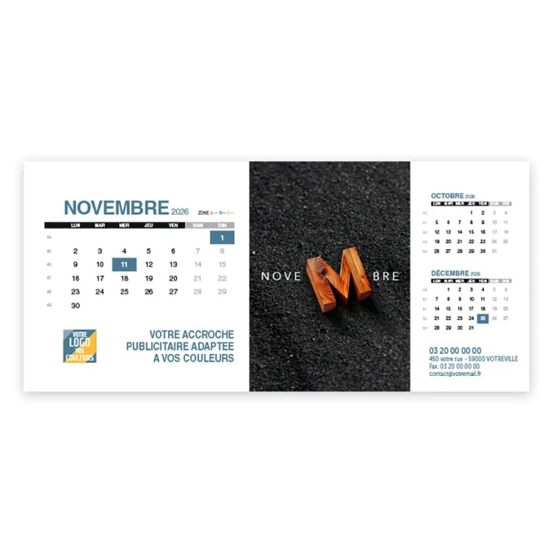 Calendrier chevalet support de téléphone Supra (24x11 cm) - Typomix