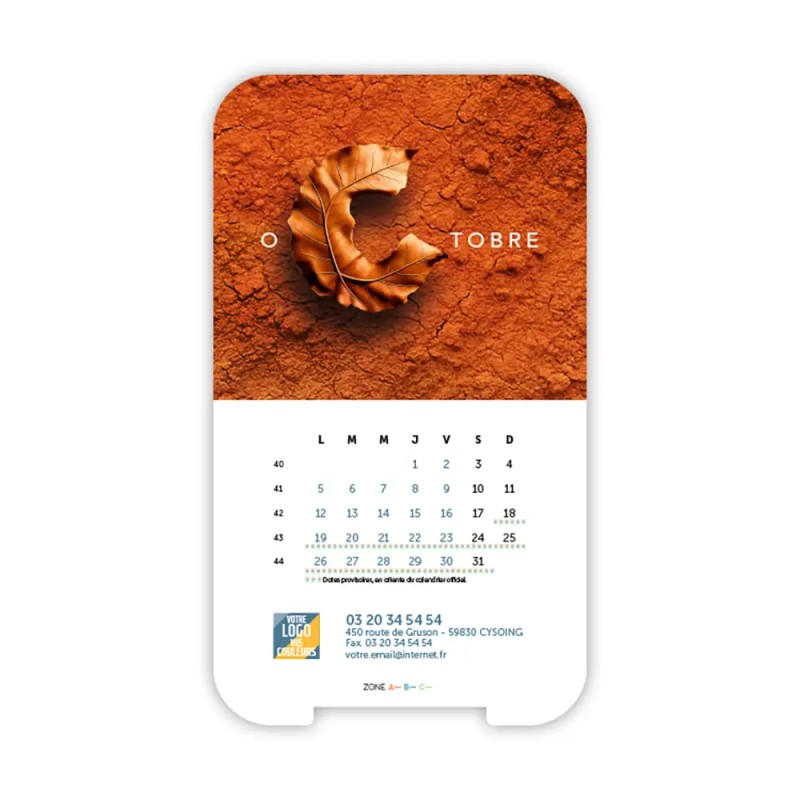 Calendrier support téléphone personnalisé - Visiocal  Typomix