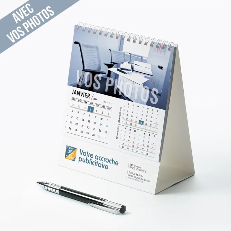Calendrier chevalet intégral (15x18 cm) personnalisé - Vos photos