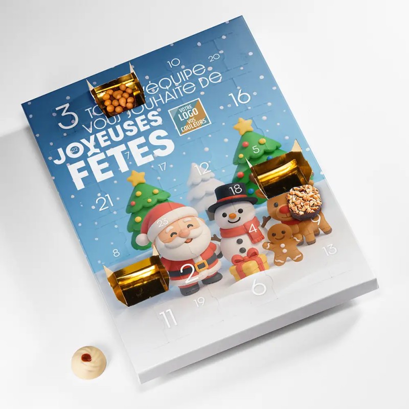 Calendrier de l'avent personnalisé chocolats artisanaux - Maxi Gourmand Père Noël