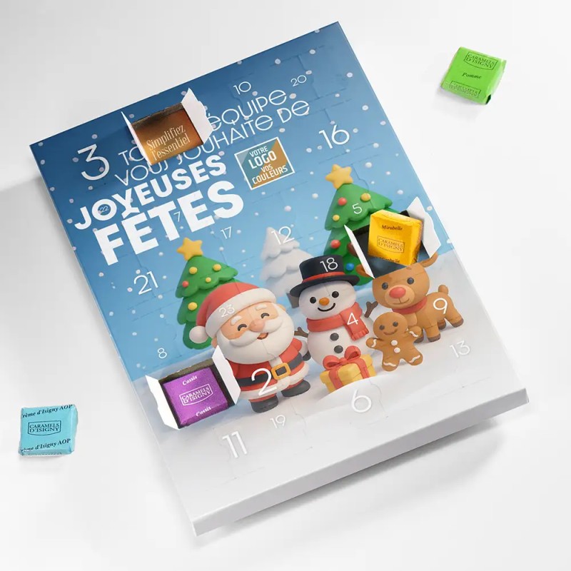 Calendrier de l'avent personnalisé Caramels artisanaux - Maxi Gourmand Père Noël