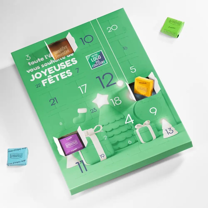 Calendrier de l'avent personnalisé Caramels artisanaux - Maxi Gourmand Noël 3D