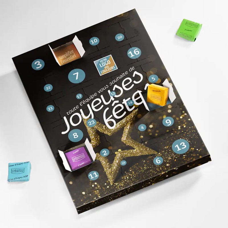 Calendrier de l'avent personnalisé Caramels artisanaux - Maxi Gourmand Étoile