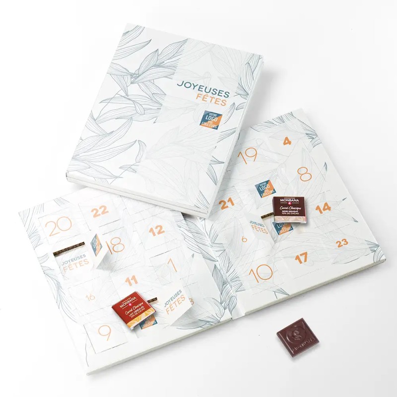 Calendrier de l'avent personnalisé carrés de chocolat - Book Esquisse