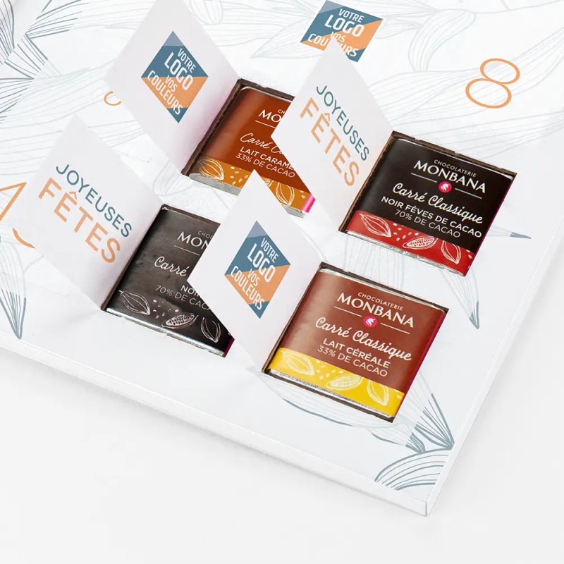 Calendrier de l'avent personnalisé carrés de chocolat - Book Esquisse