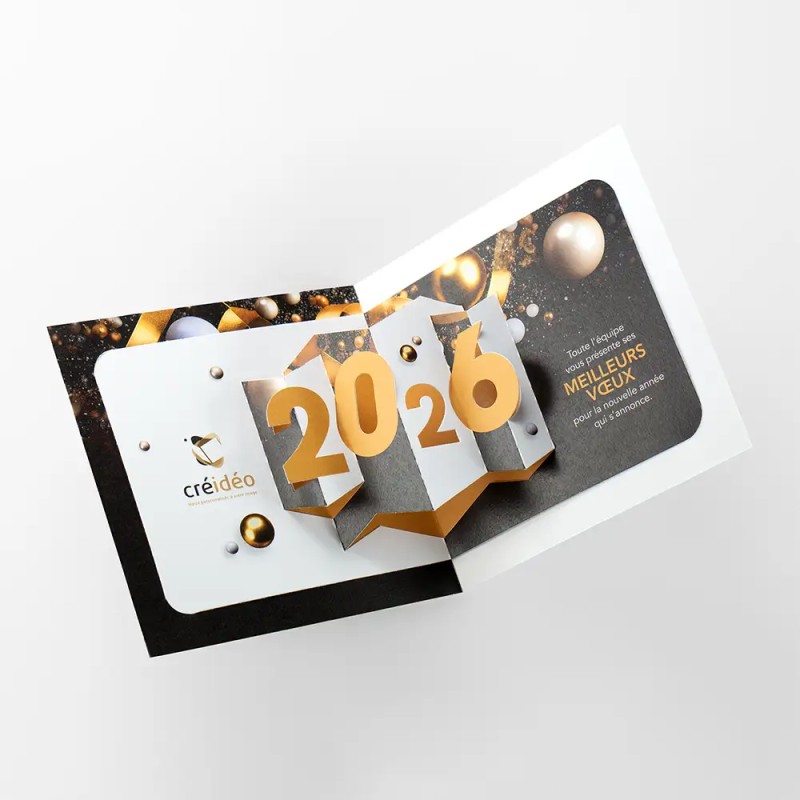 Carte de vœux personnalisée découpe pop up - 2026