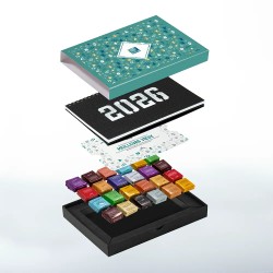 Coffret personnalisé calendrier et caramel artisanaux - Trilogie Réveillon