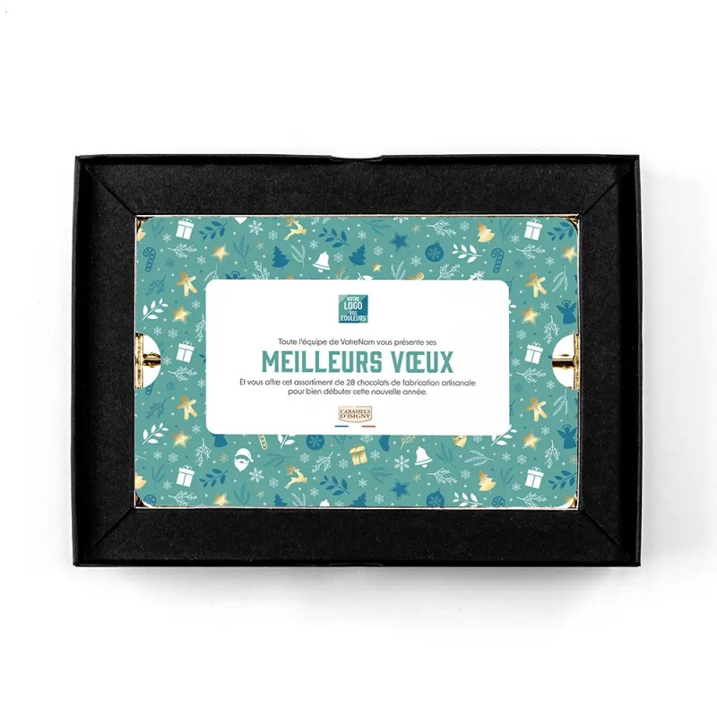 Coffret personnalisé calendrier et caramel artisanaux - Trilogie Réveillon
