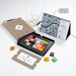 Coffret personnalisé calendrier et caramel artisanaux - Trilogie Cacao