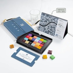 Coffret personnalisé calendrier et caramel artisanaux - Trilogie Typo