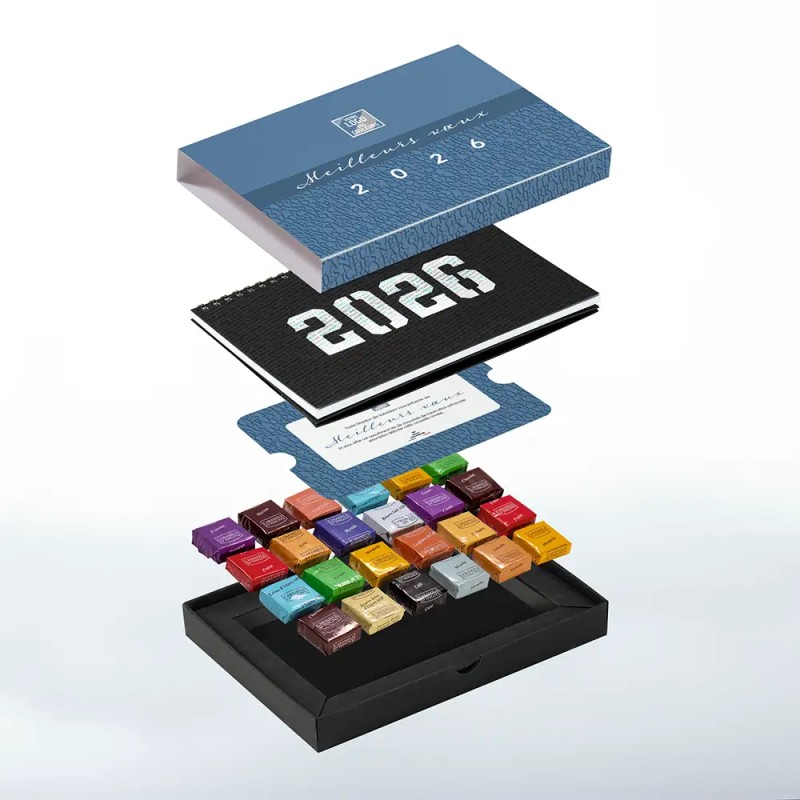 Coffret personnalisé calendrier et caramel artisanaux - Trilogie Typo