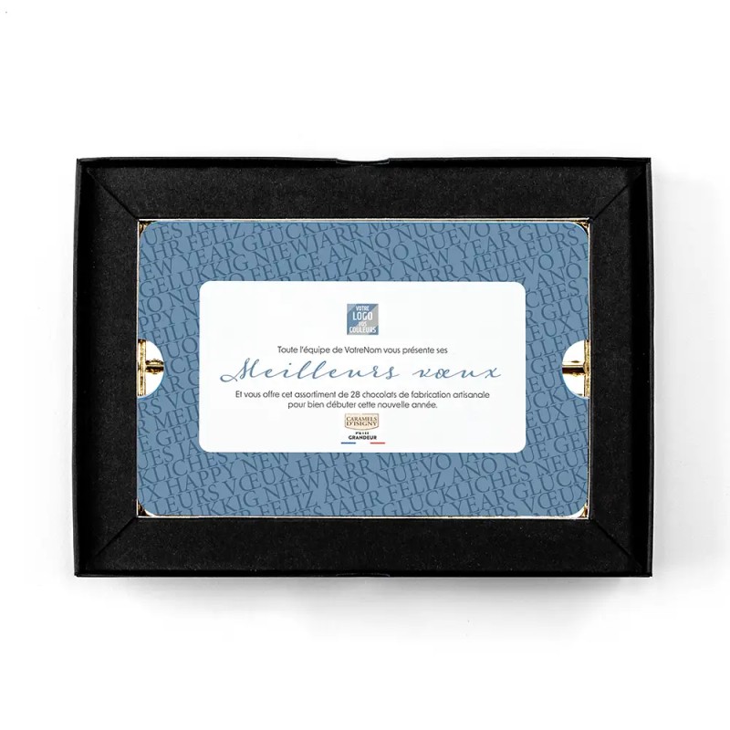 Coffret personnalisé calendrier et caramel artisanaux - Trilogie Typo