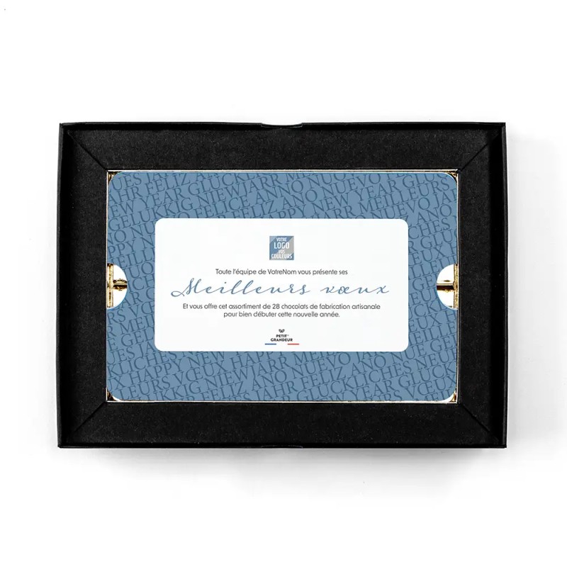 Coffret personnalisé calendrier et chocolats artisanaux - Trilogie Typo