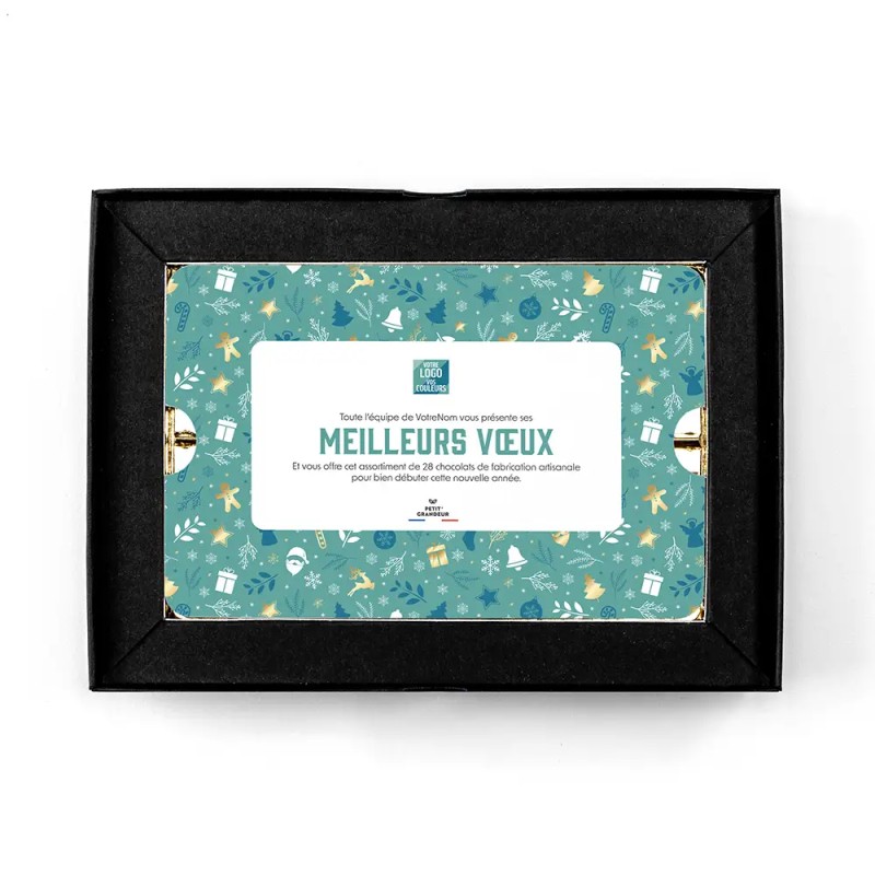 Coffret personnalisé calendrier et chocolats artisanaux - Trilogie Réveillon