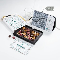 Coffret personnalisé calendrier et chocolats artisanaux - Trilogie Noël