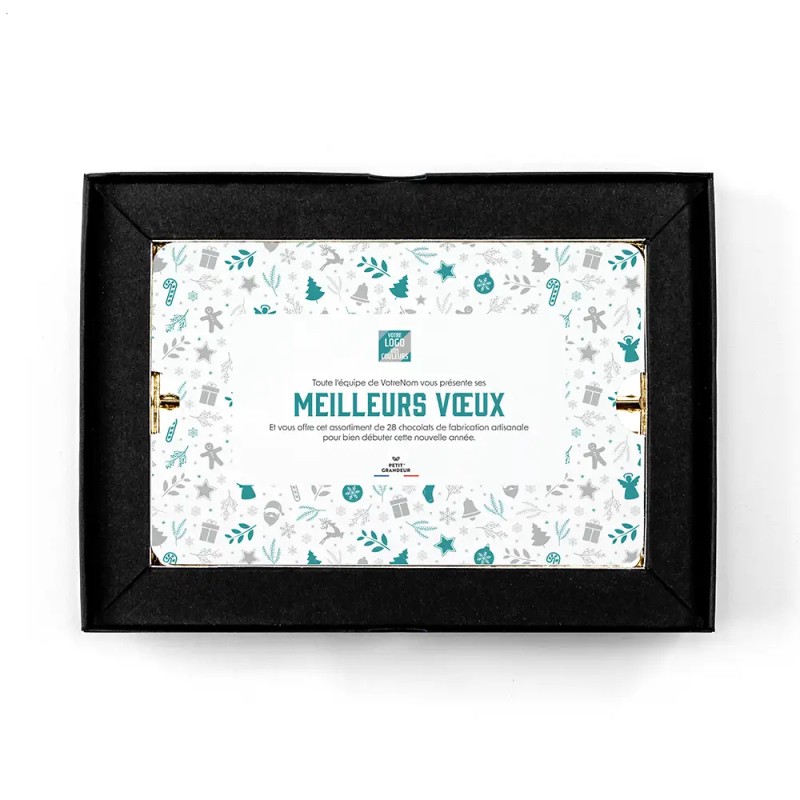 Coffret personnalisé calendrier et chocolats artisanaux - Trilogie Noël