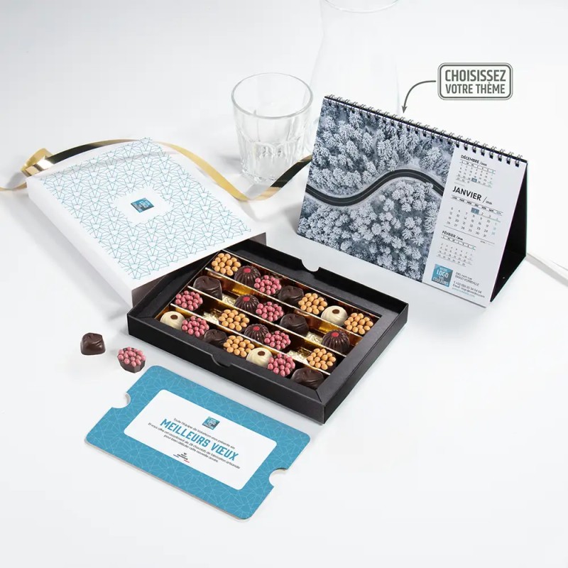 Coffret personnalisé calendrier et chocolats artisanaux - Trilogie Alinéa