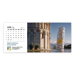 Calendrier chevalet horizontal (23x10 cm) personnalisé - nominatif nom monument