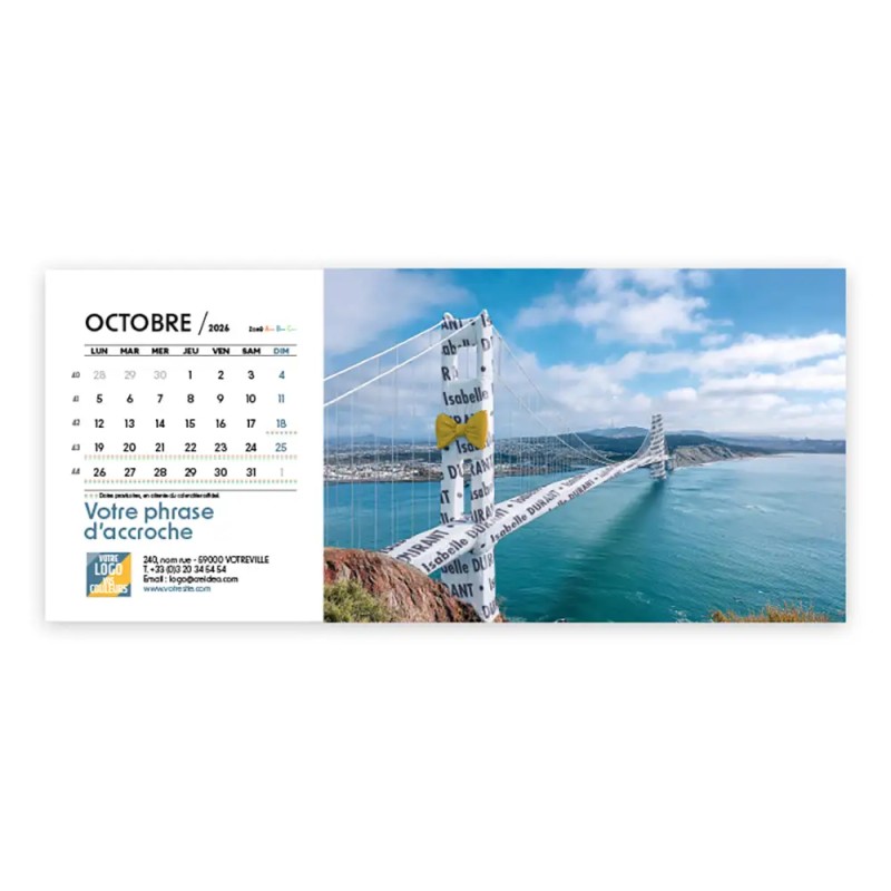 Calendrier chevalet horizontal (23x10 cm) personnalisé - nominatif nom monument