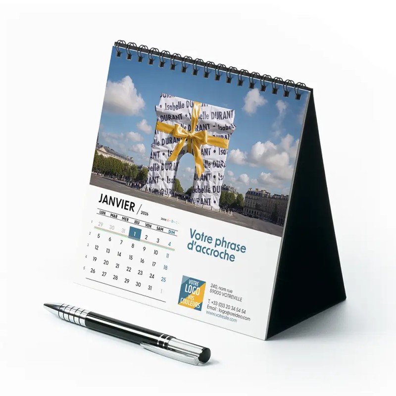 Calendrier chevalet carré (15x15 cm) personnalisé - nominatif nom monument