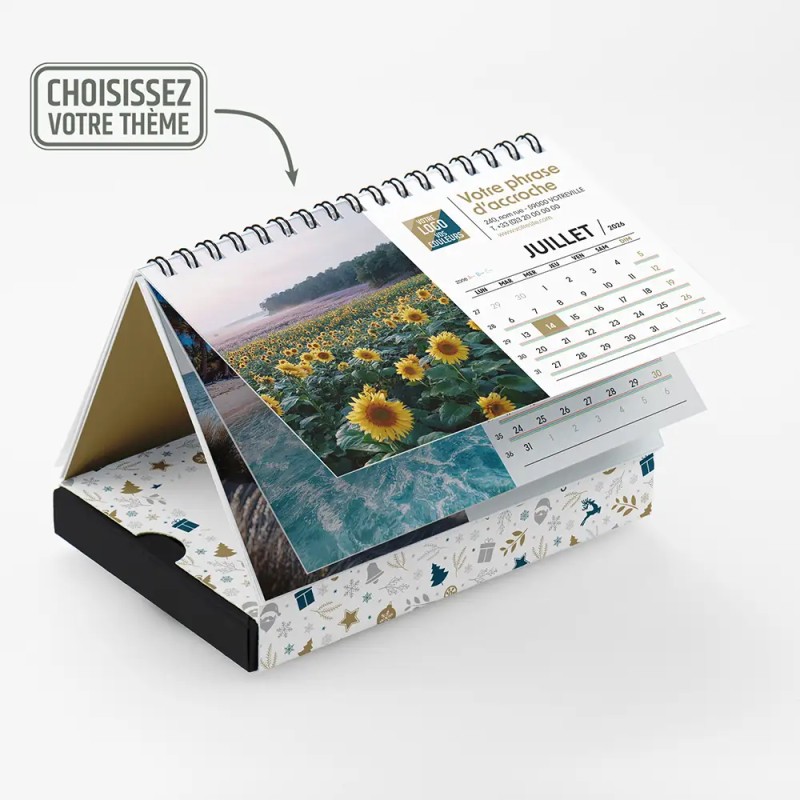 Coffret personnalisé avec calendrier et papillotes de chocolat - Calcao Noël
