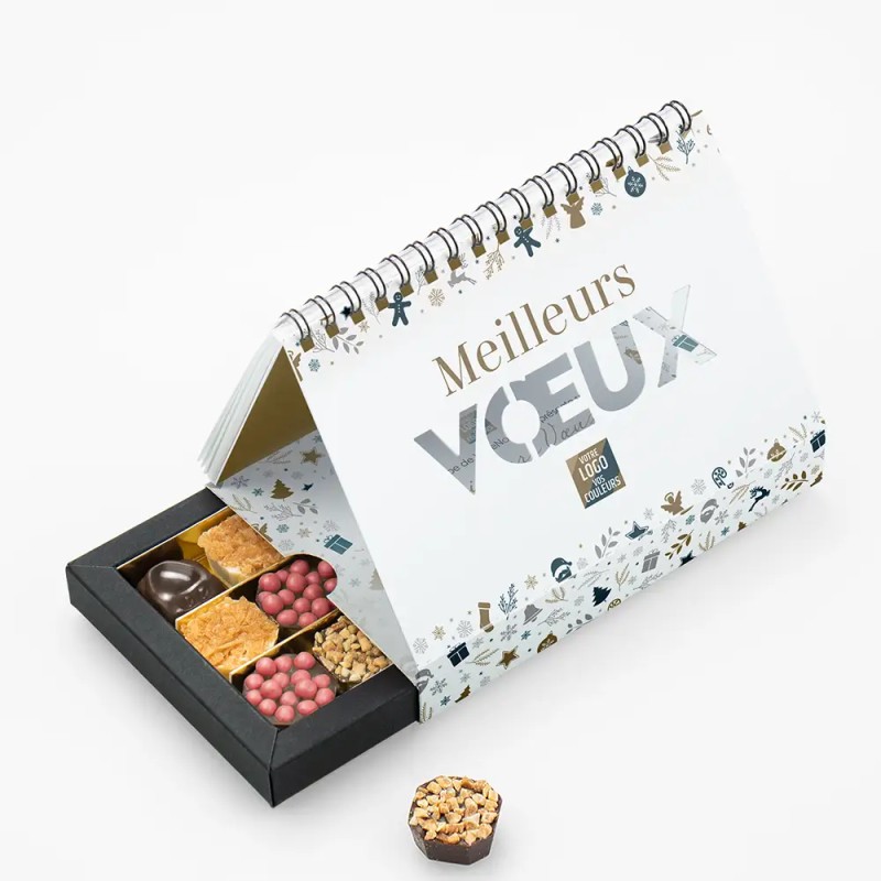 Coffret personnalisé calendrier et chocolats artisanaux - Calcao Noël