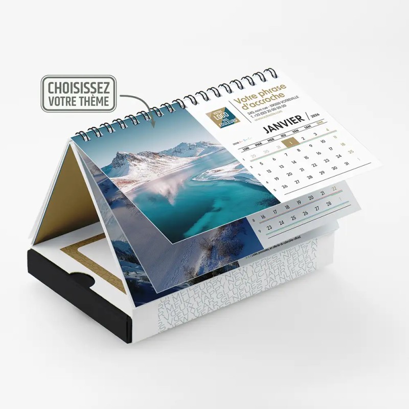 Coffret personnalisé avec calendrier et papillotes de chocolat - Calcao Typo