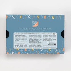 Coffret personnalisé avec calendrier et papillotes de chocolat - Calcao Réveillon