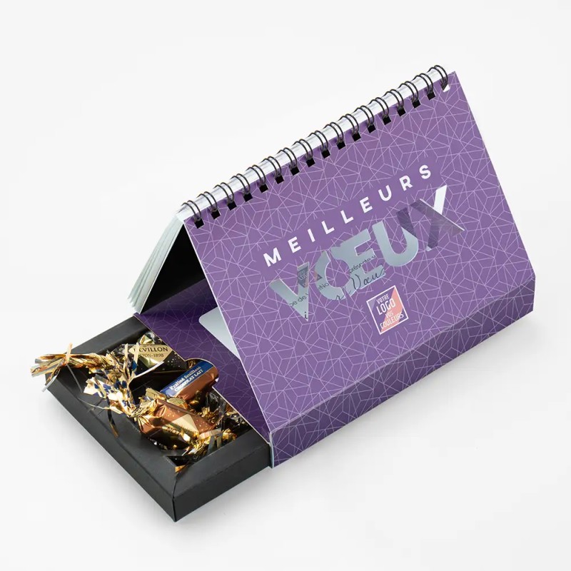 Coffret personnalisé avec calendrier et papillotes de chocolat - Calcao Alinéa