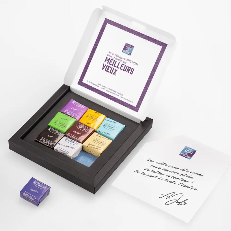 Boîte personnalisée avec 9 caramels artisanaux - Caramix Alinéa