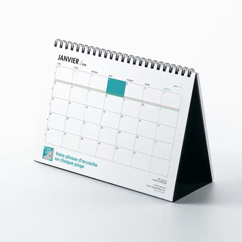 Calendrier chevalet A5 (21x15 cm) personnalisé - Typomix