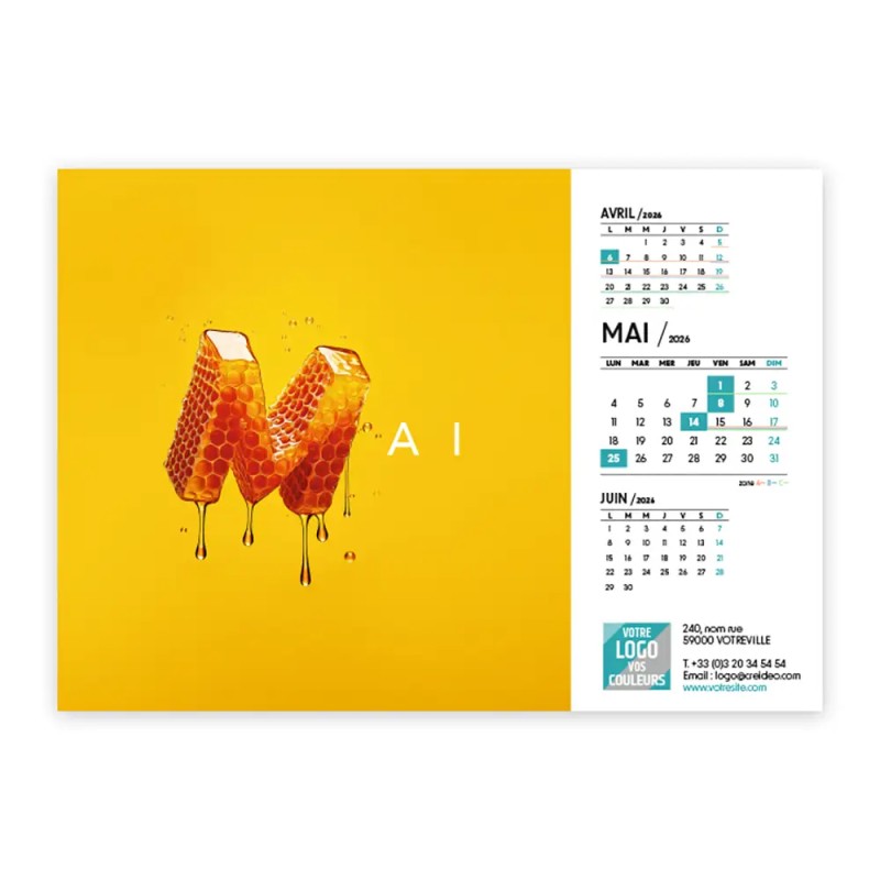 Calendrier chevalet A5 (21x15 cm) personnalisé - Typomix