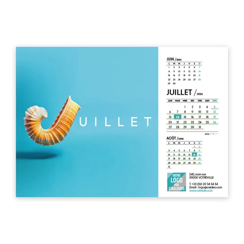 Calendrier chevalet A5 (21x15 cm) personnalisé - Typomix