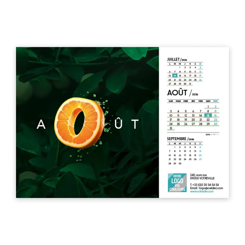 Calendrier chevalet A5 (21x15 cm) personnalisé - Typomix