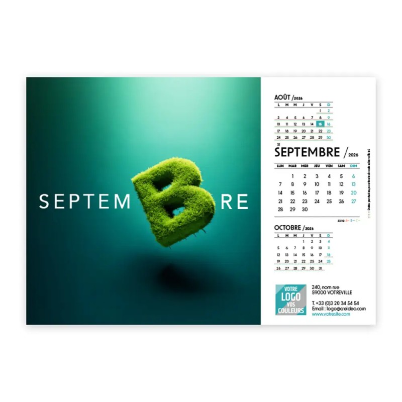 Calendrier chevalet A5 (21x15 cm) personnalisé - Typomix