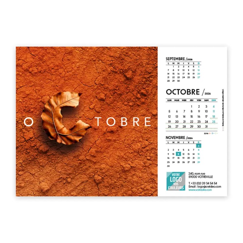 Calendrier chevalet A5 (21x15 cm) personnalisé - Typomix