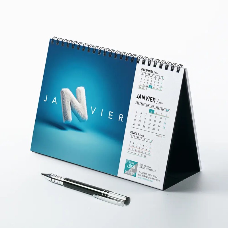 Calendrier chevalet A5 (21x15 cm) personnalisé - Typomix