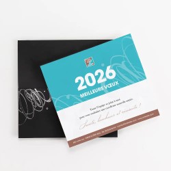 Carte de vœux personnalisée étui noir avec dorure - Symphonie