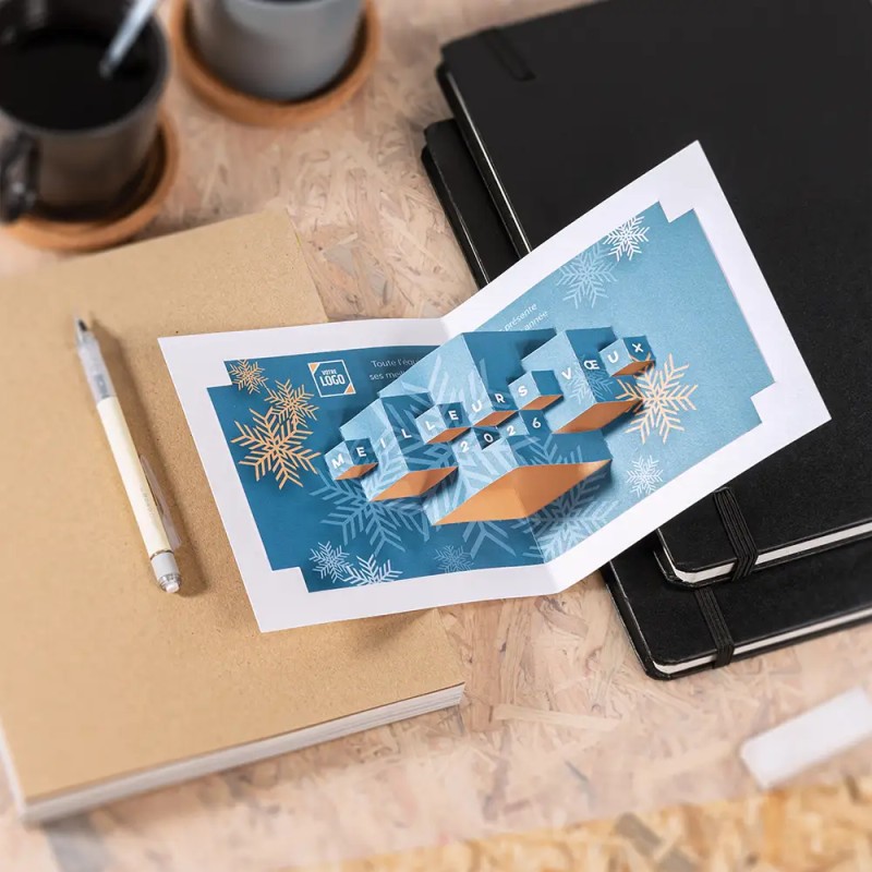 Carte de vœux personnalisée découpe pop up - City 3D