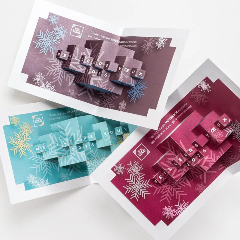 Carte de vœux personnalisée découpe pop up - City 3D
