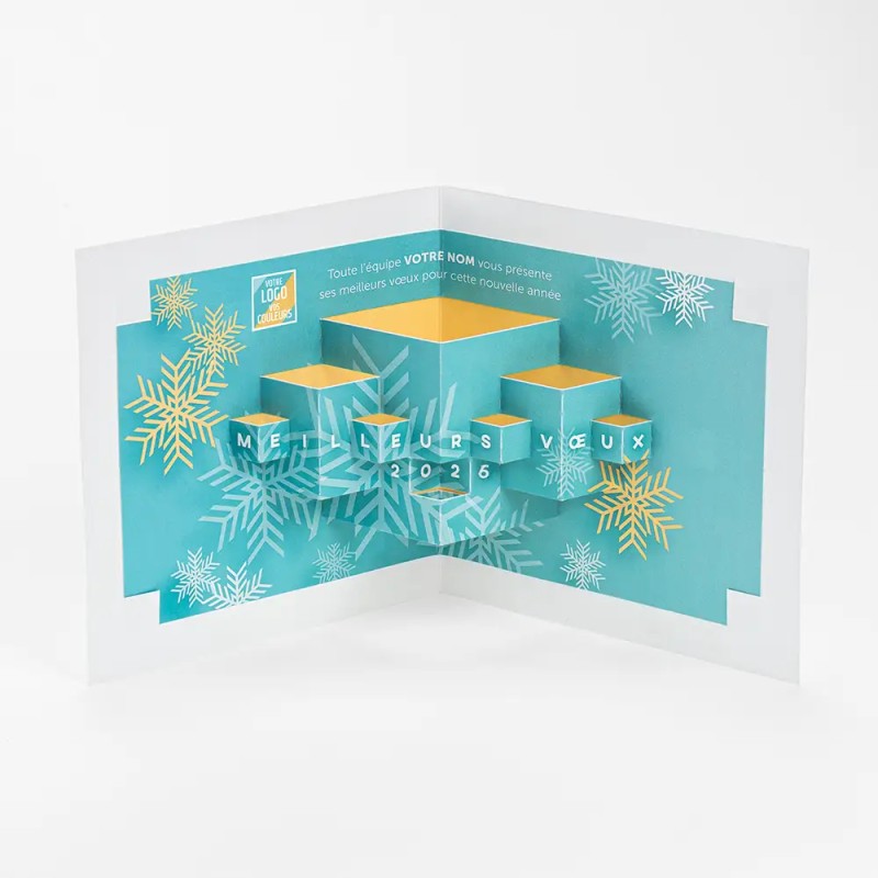 Carte de vœux personnalisée découpe pop up - City 3D