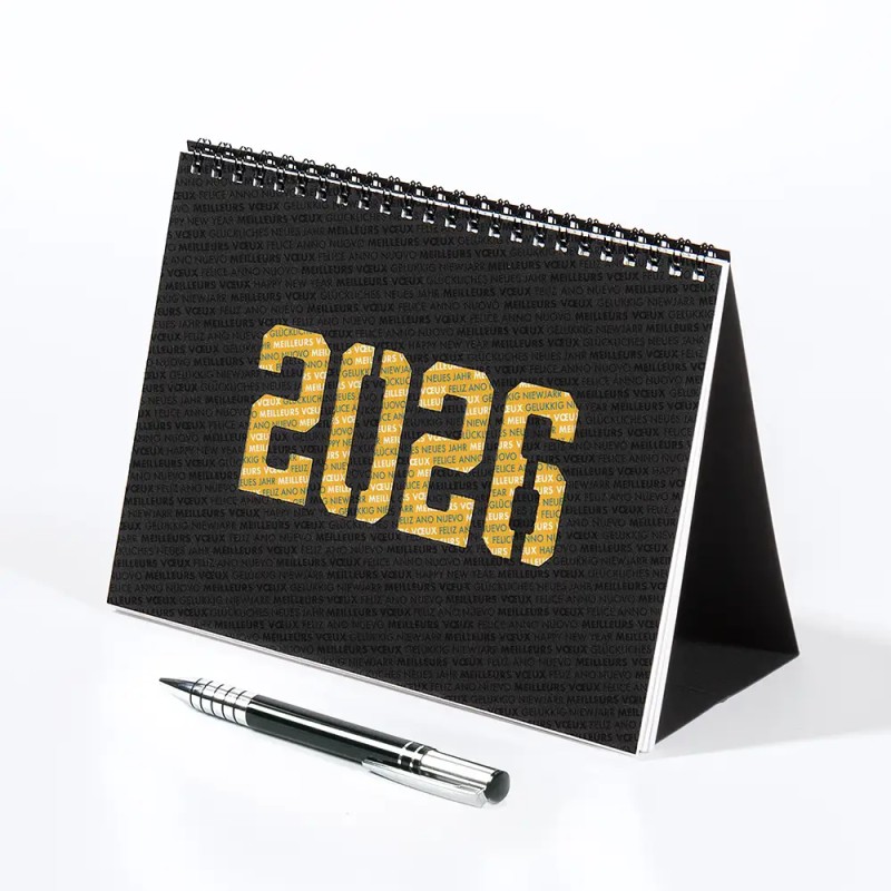 Calendrier chevalet A5 luxe noir (21x15 cm) personnalisé - Vos photos