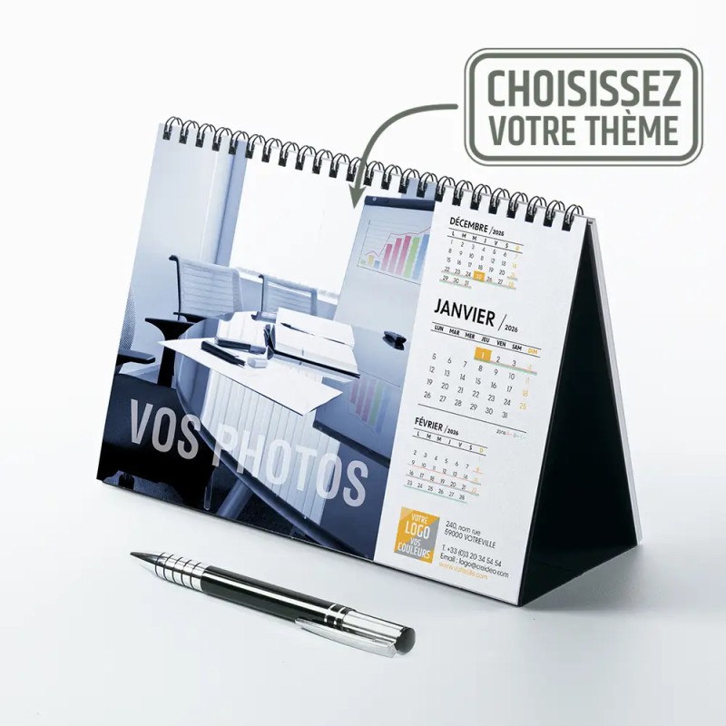 Calendrier chevalet A5 luxe noir (21x15 cm) personnalisé - Vos photos