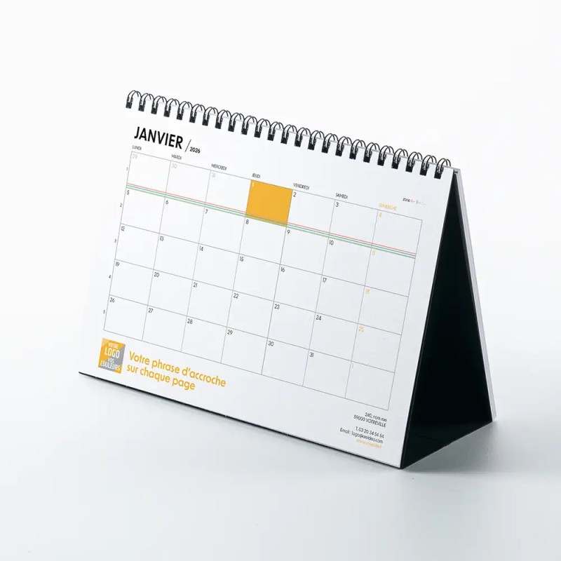 Calendrier chevalet A5 luxe noir (21x15 cm) personnalisé - Vos photos