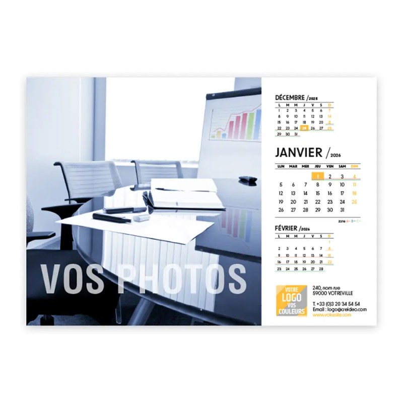Calendrier chevalet A5 luxe noir (21x15 cm) personnalisé - Vos photos