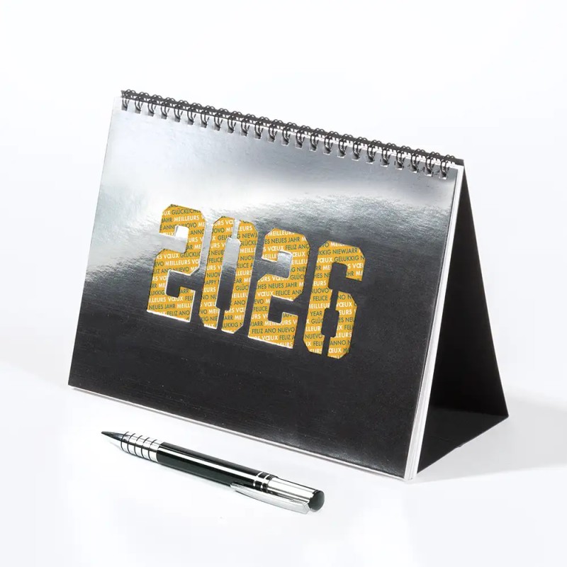 Calendrier chevalet A5 luxe miroir (21x15 cm) personnalisé - Vos photos
