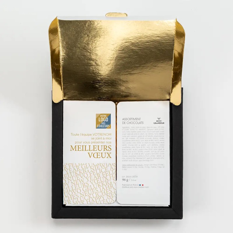 Boîte personnalisée avec 16 chocolats artisanaux - Qualix Typo