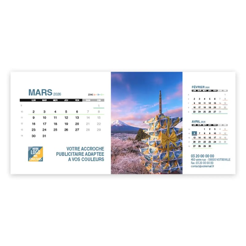 Calendrier chevalet support de téléphone Supra (24x11cm)  - Logo intégré Emballage