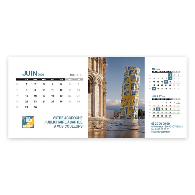 Calendrier chevalet support de téléphone Supra (24x11cm)  - Logo intégré Emballage