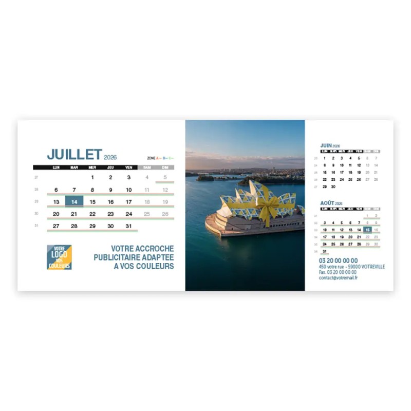 Calendrier chevalet support de téléphone Supra (24x11cm)  - Logo intégré Emballage